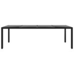 Gartentisch 250x100x75 cm Hartglas und Poly Rattan Schwarz – Bild 2
