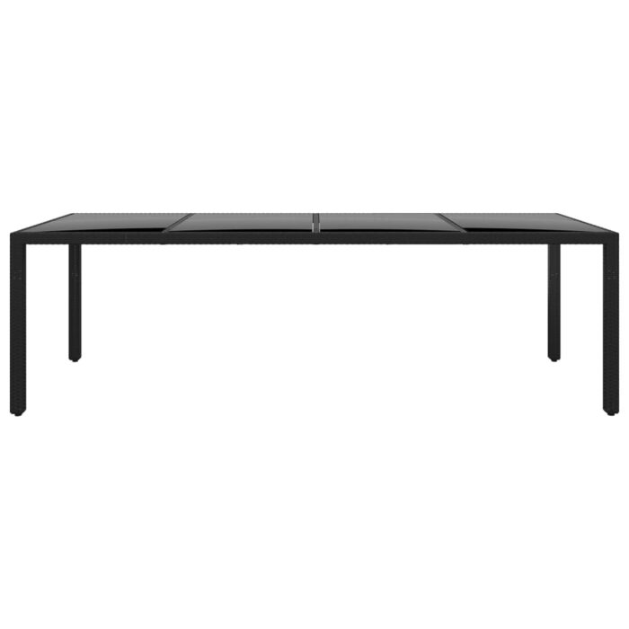 Gartentisch 250x100x75 cm Hartglas und Poly Rattan Schwarz – Bild 2