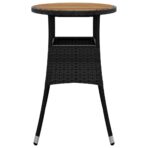 Gartentisch Ø60x75 cm Akazienholz und Poly Rattan Schwarz – Bild 3