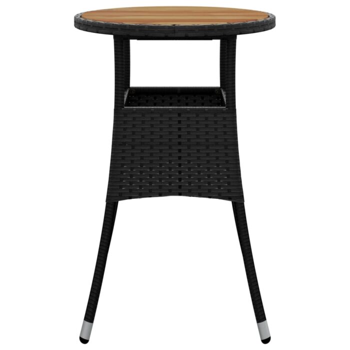 Gartentisch Ø60x75 cm Akazienholz und Poly Rattan Schwarz – Bild 3