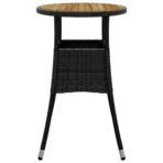 Gartentisch Ø60x75 cm Akazienholz und Poly Rattan Schwarz – Bild 4