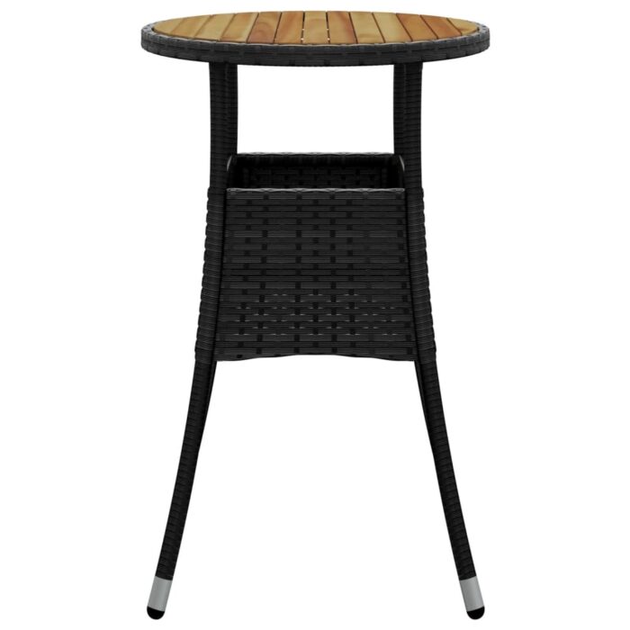 Gartentisch Ø60x75 cm Akazienholz und Poly Rattan Schwarz – Bild 4
