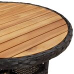 Gartentisch Ø60x75 cm Akazienholz und Poly Rattan Schwarz – Bild 5