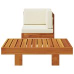 2-tlg. Garten-Lounge-Set mit Cremeweissen Kissen Akazienholz – Bild 3