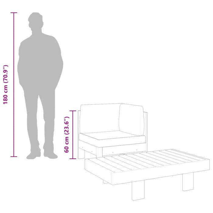 2-tlg. Garten-Lounge-Set mit Cremeweissen Kissen Akazienholz – Bild 7