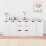 3-tlg. Sideboards Weiss Holzwerkstoff