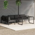 6-tlg. Garten-Lounge-Set mit Kissen Aluminium Anthrazit