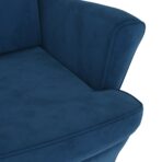 Ohrensessel mit Hocker Blau Samt – Bild 7