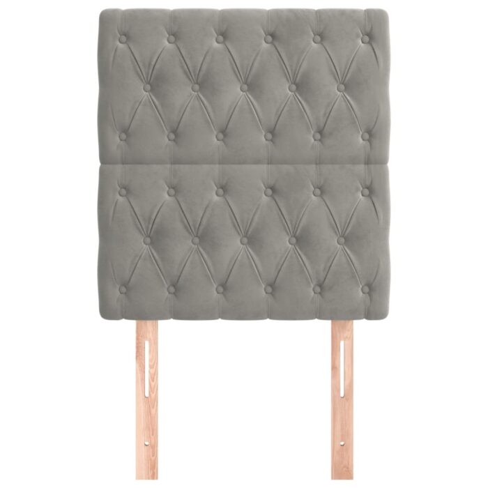 Kopfteil Hellgrau 80x7x118/128 cm Samt – Bild 3