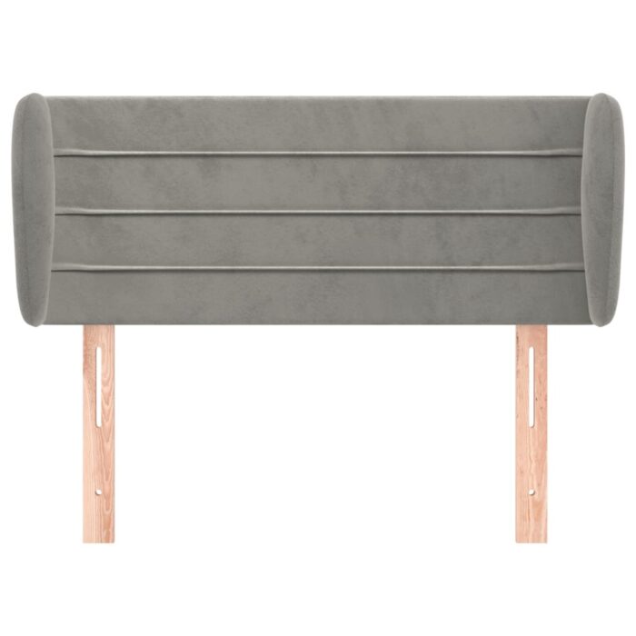 Kopfteil mit Ohren Hellgrau 83x23x78/88 cm Samt – Bild 3