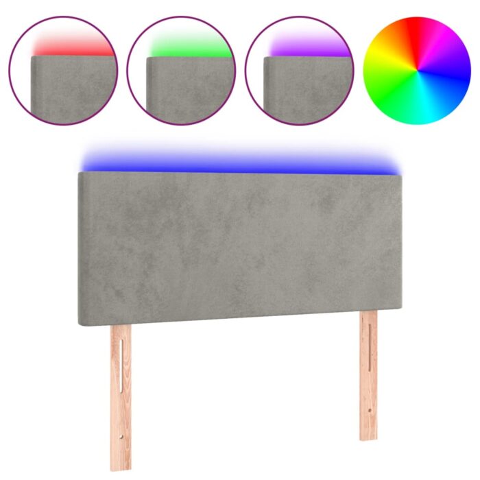 LED Kopfteil Hellgrau 80x5x78/88 cm Samt – Bild 2