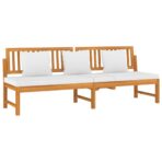 Tagesbett mit Cremeweissen Kissen 200x60x75 cm Massivholz Akazie – Bild 3