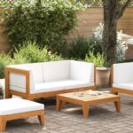 2-tlg. Garten-Lounge-Set mit Auflagen Massivholz Akazie