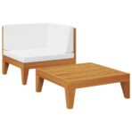 2-tlg. Garten-Lounge-Set mit Auflagen Massivholz Akazie – Bild 2