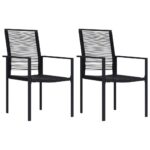 Gartenstühle 2 Stk. PVC Rattan Schwarz