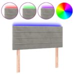 LED Kopfteil Hellgrau 80x5x78/88 cm Samt – Bild 2