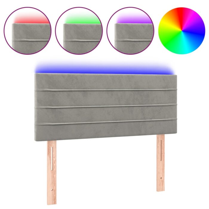 LED Kopfteil Hellgrau 80x5x78/88 cm Samt – Bild 2