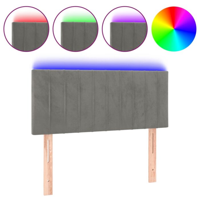 LED Kopfteil Hellgrau 80x5x78/88 cm Samt – Bild 2