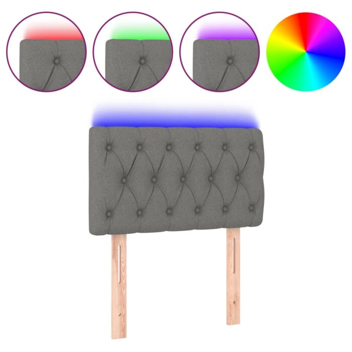 LED Kopfteil Hellgrau 80x7x78/88 cm Stoff – Bild 2