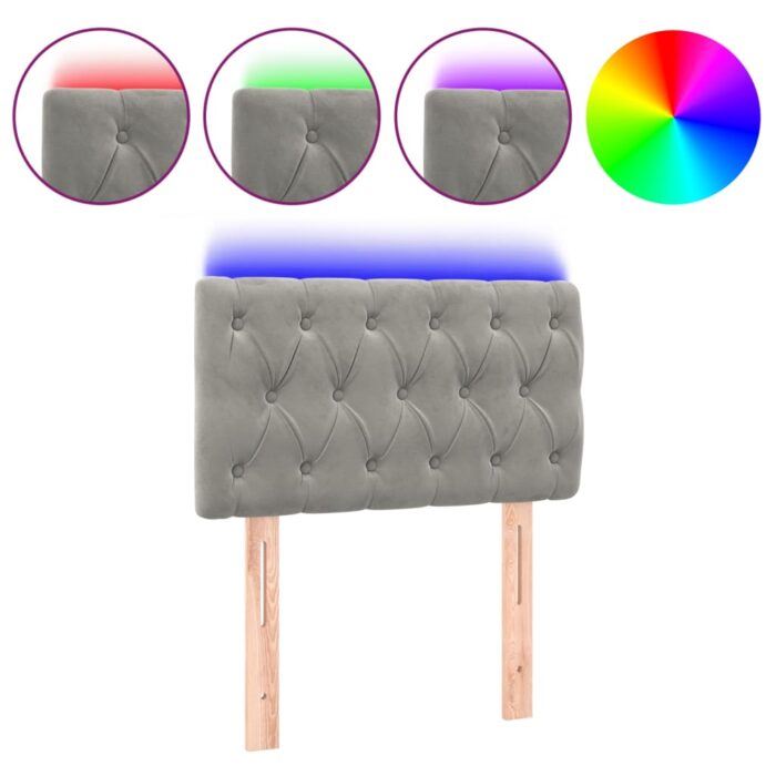 LED Kopfteil Hellgrau 80x7x78/88 cm Samt – Bild 2