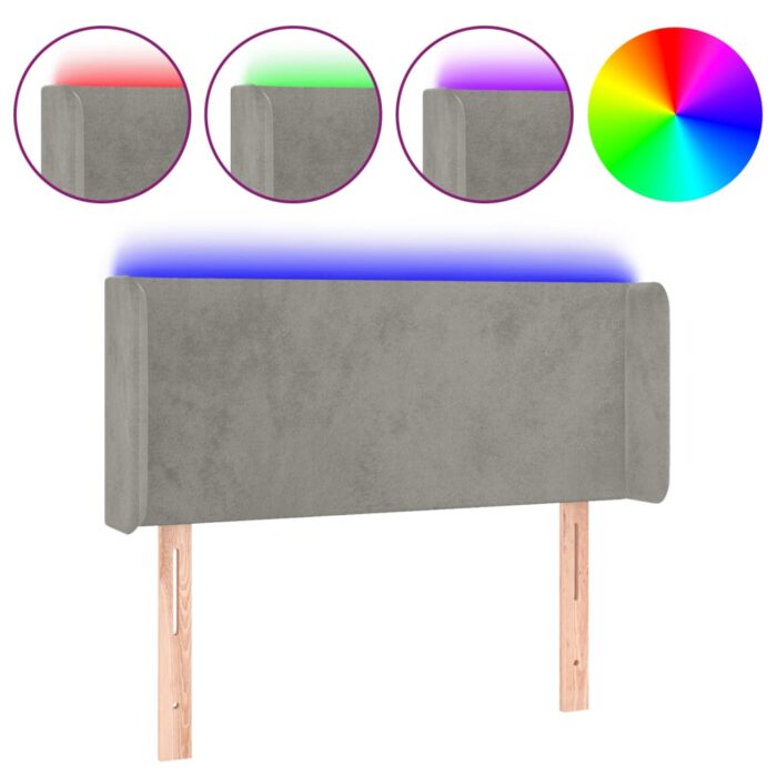 LED Kopfteil Hellgrau 83x16x78/88 cm Samt – Bild 2