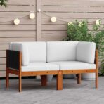 Garten-Ecksofas 2-tlg. mit Kissen Holz Akazie & Seil