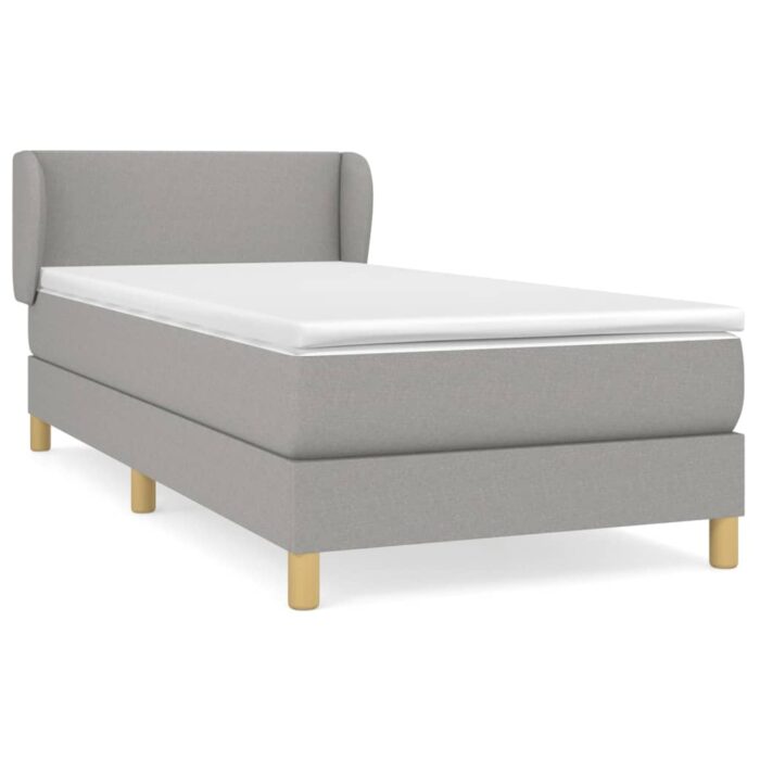 Boxspringbett mit Matratze Hellgrau 80x200 cm Stoff – Bild 2
