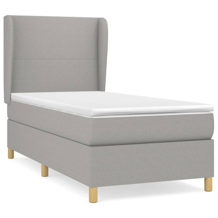 Boxspringbett mit Matratze Hellgrau 80x200 cm Stoff – Bild 2