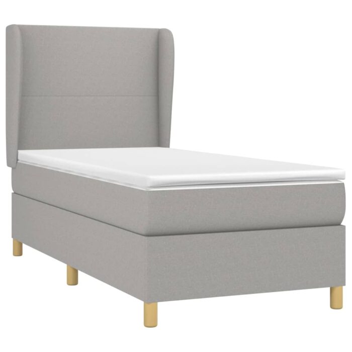Boxspringbett mit Matratze Hellgrau 80x200 cm Stoff – Bild 3