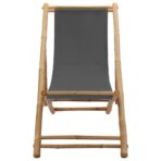 Liegestuhl Bambus und Canvas Dunkelgrau – Bild 2