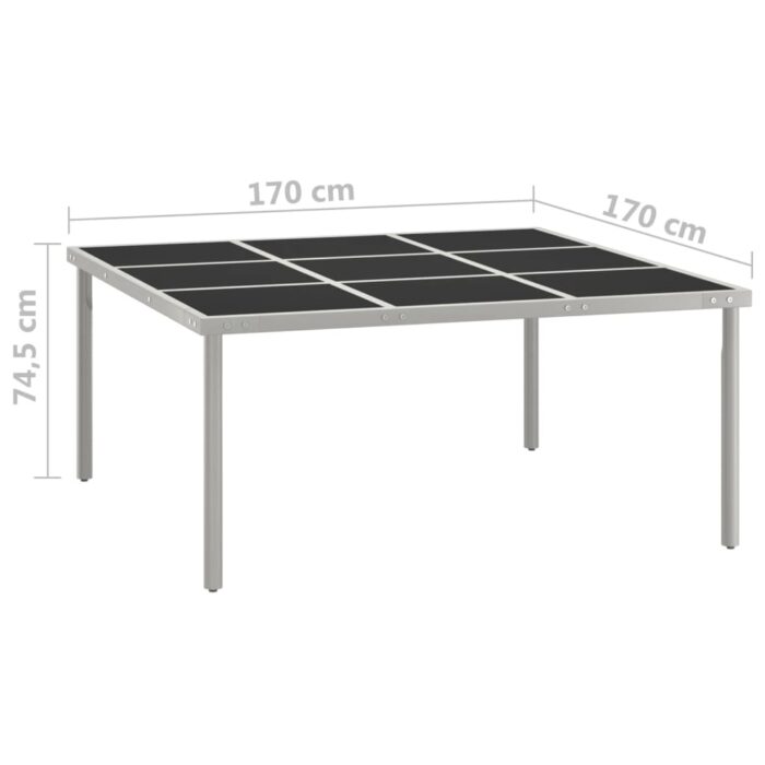 Garten-Esstisch 170x170x74,5 cm Glas und Stahl – Bild 5