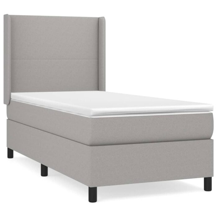 Boxspringbett mit Matratze Hellgrau 80x200 cm Stoff – Bild 2
