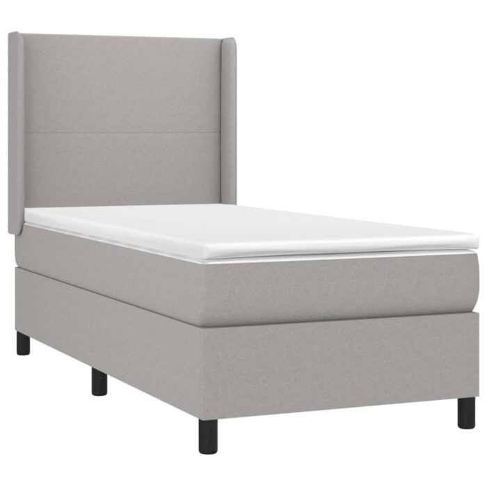 Boxspringbett mit Matratze Hellgrau 80x200 cm Stoff – Bild 3