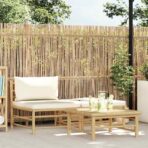 3-tlg. Garten-Lounge-Set mit Kissen Bambus