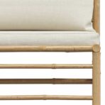 3-tlg. Garten-Lounge-Set mit Kissen Bambus – Bild 13