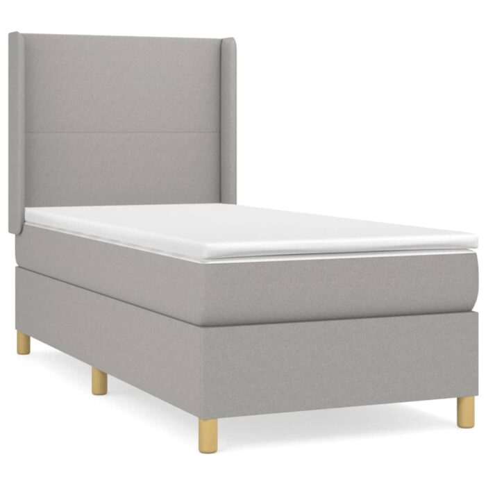 Boxspringbett mit Matratze Hellgrau 80x200 cm Stoff – Bild 2