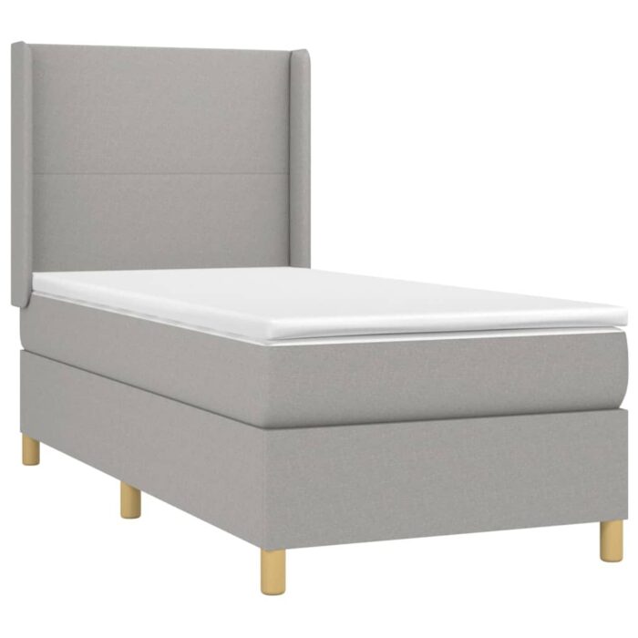 Boxspringbett mit Matratze Hellgrau 80x200 cm Stoff – Bild 3