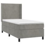 Boxspringbett mit Matratze Hellgrau 80x200 cm Samt – Bild 3