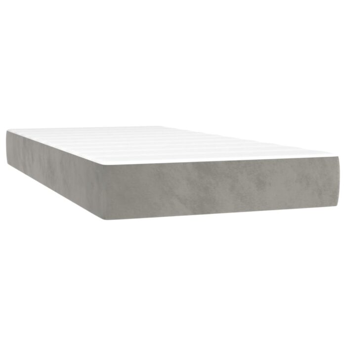 Boxspringbett mit Matratze Hellgrau 80x200 cm Samt – Bild 5