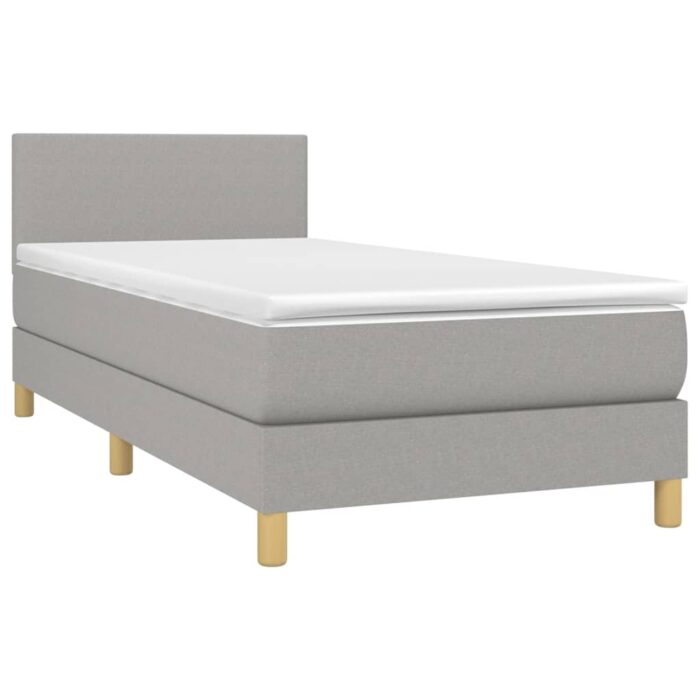Boxspringbett mit Matratze & LED Hellgrau 80x200 cm Stoff – Bild 3