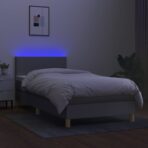 Boxspringbett mit Matratze & LED Hellgrau 80x200 cm Stoff – Bild 4