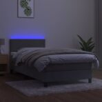 Boxspringbett mit Matratze & LED Hellgrau 80x200 cm Samt – Bild 4