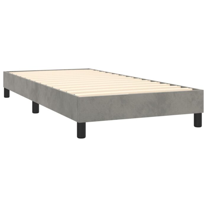 Boxspringbett mit Matratze & LED Hellgrau 80x200 cm Samt – Bild 5