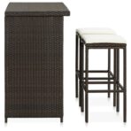 3-tlg. Bar Set Poly Rattan Braun – Bild 3