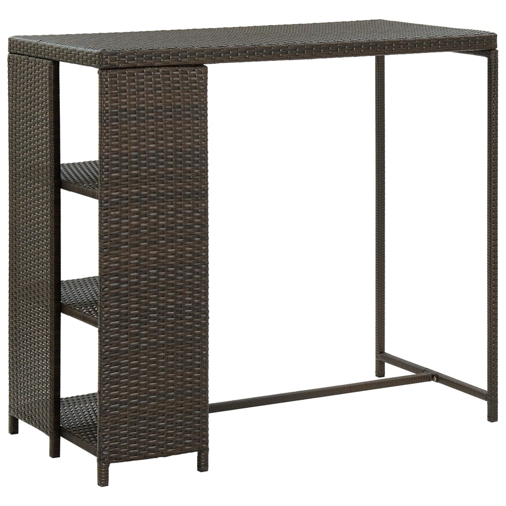 313475_1.jpg Bartisch mit Regal Braun 120x60x110 cm Poly Rattan – Bild 1
