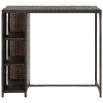 Bartisch mit Regal Braun 120x60x110 cm Poly Rattan – Bild 2