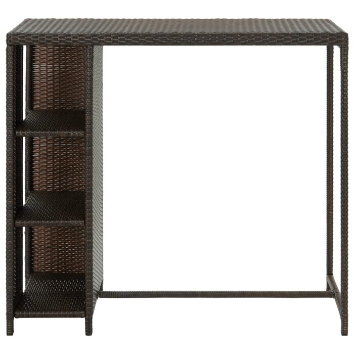 Bartisch mit Regal Braun 120x60x110 cm Poly Rattan – Bild 2