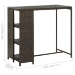 Bartisch mit Regal Braun 120x60x110 cm Poly Rattan – Bild 7