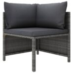 Modulares Ecksofa mit Kissen Grau Poly Rattan