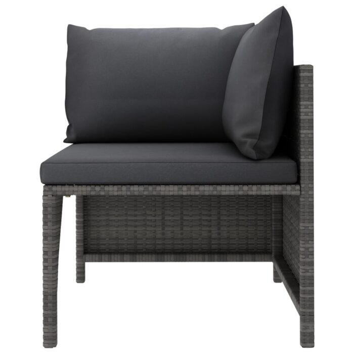 Modulares Ecksofa mit Kissen Grau Poly Rattan – Bild 2